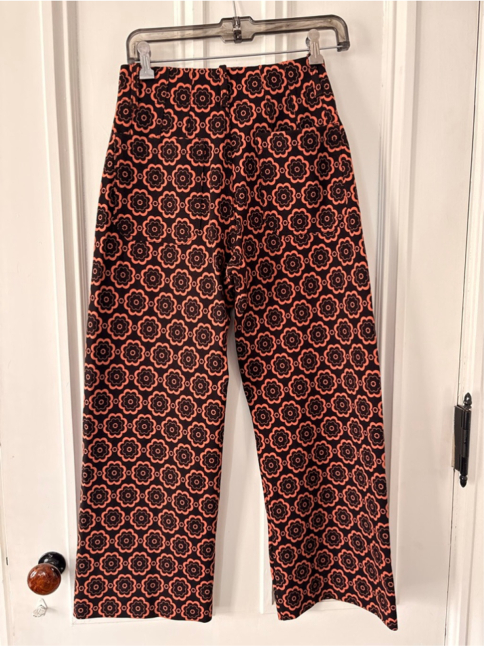 Maeve by Anthropologie retro Black Orange Floral The Colette pants 27 - Picture 2 of 4